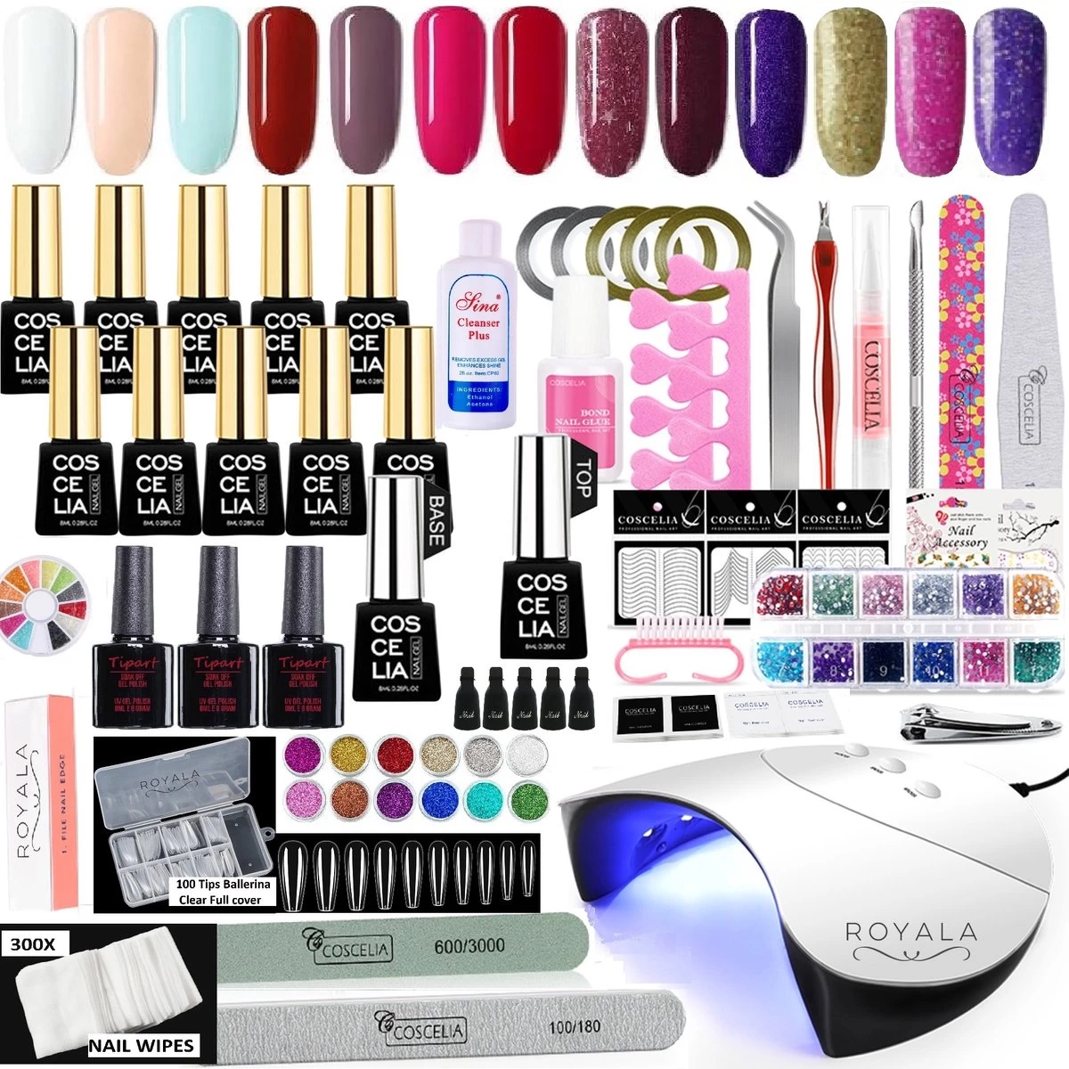 Royala Gellak D5pl Starterspakket + Inclusief UV Lamp + Met 13 Verschillende Gellak Kleuren - Ballerina Tips - Gellak Lamp – Nail Wipes - Cleanser - Nail Art - Gellac Set - Alle Benodigdheden In Eén - Uitgebreid 75-Delig Pakket 3 Royala Gellak D5pl Starterspakket + Inclusief UV Lamp + Met 13 Verschillende Gellak Kleuren - Ballerina Tips - Gellak Lamp – Nail Wipes - Cleanser - Nail Art - Gellac Set - Alle Benodigdheden In Eén - Uitgebreid 75-Delig Pakket