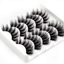 Merkloos 5 Paar - 3D Mink Wimpers - 25mm Pluizige Zachte Eyelashes - Volle Volume Wimpers - Dikke Lange Valse Wimpers - Herbruikbaar - Zwart