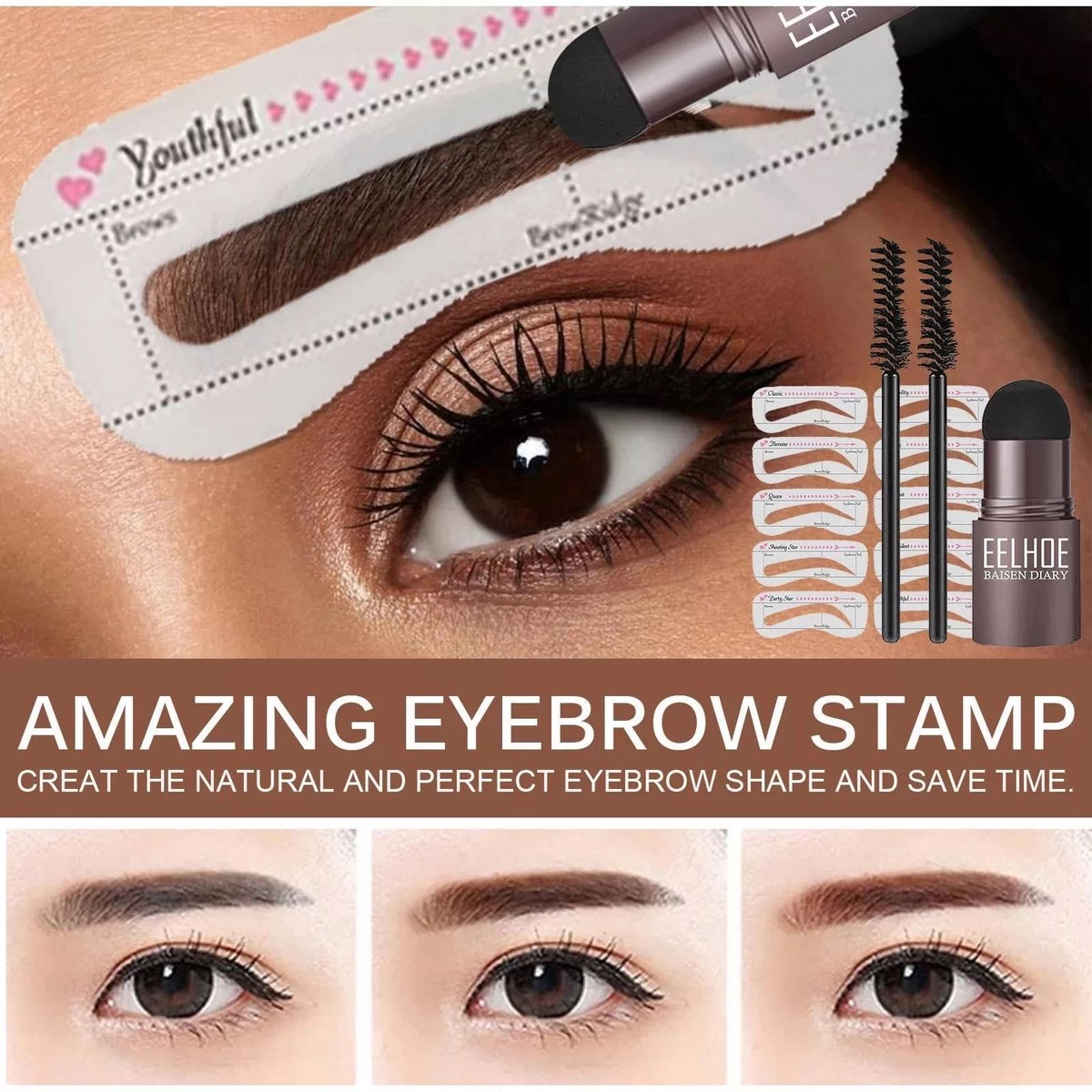 EverToys Wenkbrauw Stempel - Plus Poeder - Eye Brow Stamp - Kit - Trimmer - Potlood - Lash Lift - Stick - Potlood - Set - Bruin 10 EverToys Wenkbrauw Stempel - Plus Poeder - Eye Brow Stamp - Kit - Trimmer - Potlood - Lash Lift - Stick - Potlood - Set - Bruin - Afbeelding 8