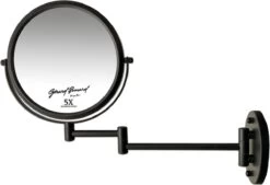 Make-up Wandspiegel Knikarm Mat Zwart - 5x Vergroting 20cmØ