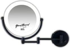 Metalen Verlichte Wand Knik Arm Make-up LED Spiegel Mat Zwart, Dubbelzijdig Verlicht, 10x Vergroting 22cm Doorsnee, Inculsief 4x AA Batterijen En Stroomkabel(USB) Badkamer Spiegel -Mooi Leven 1200x829 2