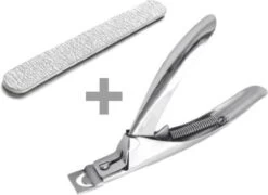 Merkloos Nageltip Knipper RVS + Nagelvijl Zebra Recht 100/180 - Kunstnagel Knipper