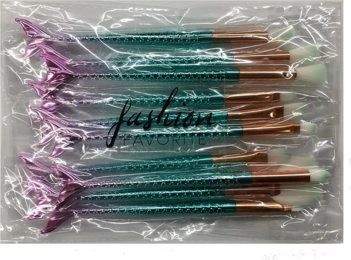 10-delige Make-up Kwasten/Brush Set | Mermaid / Zeemeermin | Fashion Favorite 6 10-delige Make-up Kwasten/Brush Set | Mermaid / Zeemeermin | Fashion Favorite - Afbeelding 4