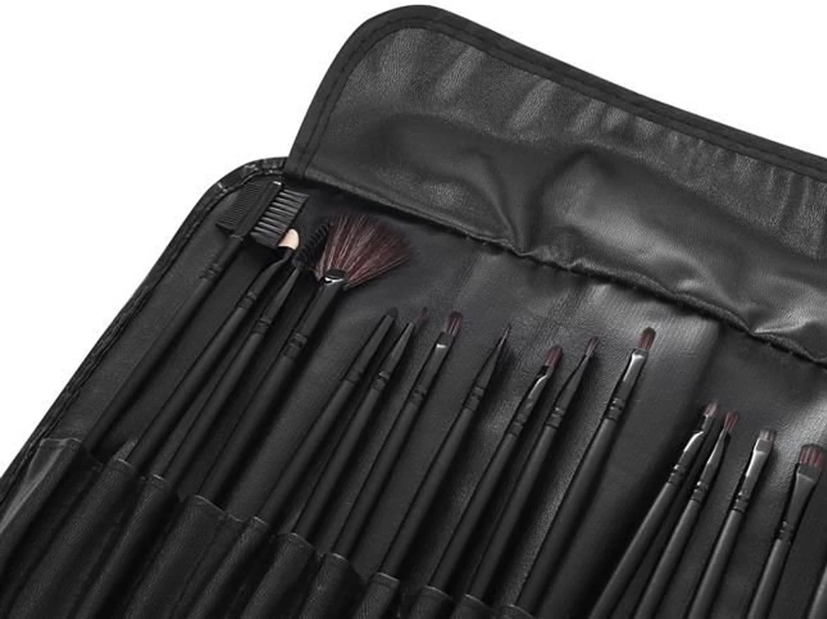 Make-up Kwasten Set - Professionele Kwasten - 24-delig Met Tasje - Cosmetica Kwasten - Zwart - Rheme 15 Make-up Kwasten Set - Professionele Kwasten - 24-delig Met Tasje - Cosmetica Kwasten - Zwart - Rheme - Afbeelding 13