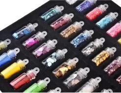 48 Potjes Glitter / Decoratie Voor Nail Art / Knutselen - Sparkolia Glitters Nagel Decoratie Set- 3D Nail Art Voor Gellak, Acryl Of Nagellak - Glitter, Poeder, Holografisch, Vlokken, Pailletten, Shimmer, Rhinestone - Verschillende Kleuren -Mooi Leven 1200x920 7