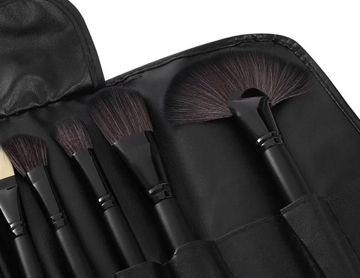 Make-up Kwasten Set - Professionele Kwasten - 24-delig Met Tasje - Cosmetica Kwasten - Zwart - Rheme 8 Make-up Kwasten Set - Professionele Kwasten - 24-delig Met Tasje - Cosmetica Kwasten - Zwart - Rheme - Afbeelding 6