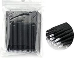 Lashes & More - 100 Stuks Wegwerp Microbrushes - Zwart - Wimpers Uitbreiding - Individuele Lash Verwijderen - Wattenstaafje - Micro Borstel Voor Wimper Extensions Tool- Microbrush