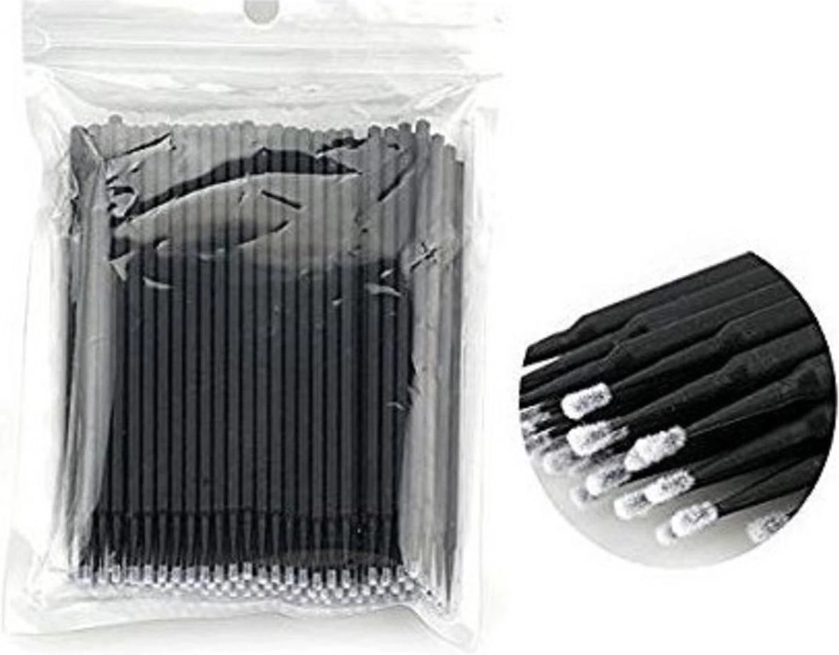 Lashes & More - 100 Stuks Wegwerp Microbrushes - Zwart - Wimpers Uitbreiding - Individuele Lash Verwijderen - Wattenstaafje - Micro Borstel Voor Wimper Extensions Tool- Microbrush 3 Lashes & More - 100 Stuks Wegwerp Microbrushes - Zwart - Wimpers Uitbreiding - Individuele Lash Verwijderen - Wattenstaafje - Micro Borstel Voor Wimper Extensions Tool- Microbrush