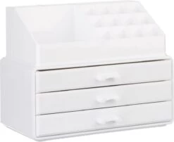 Relaxdays Make-up Organizer Klein - Stapelbaar - Sieradendoosje - Cosmetica - Opbergbox - Wit -Mooi Leven 1200x981 3