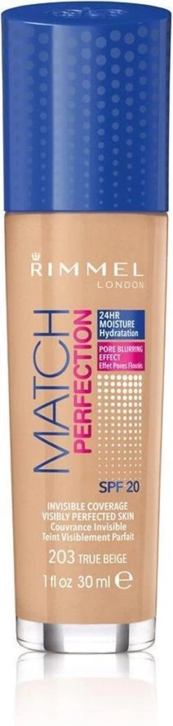 Rimmel London Match Perfection Foundation - 203 True Beige -Mooi Leven 286x1200
