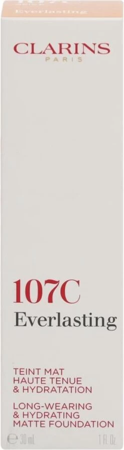 Clarins Everlasting Long-Wearing & Hydrating Matte Foundation - Long-Lasting Moisturizing Makeup With Matte Effect 30 Ml 107C -Mooi Leven 331x1200