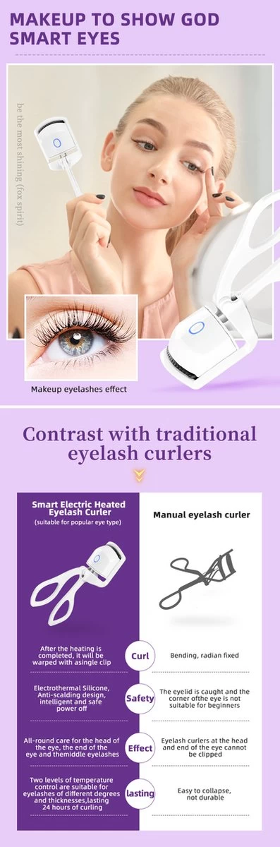 BeautyTech Elektrische Wimperkruller/Wimperkrultang - Roze - Oplaadbaar - Beauty - Verzorging - Make Up 10 BeautyTech Elektrische Wimperkruller/Wimperkrultang - Roze - Oplaadbaar - Beauty - Verzorging - Make Up - Afbeelding 8