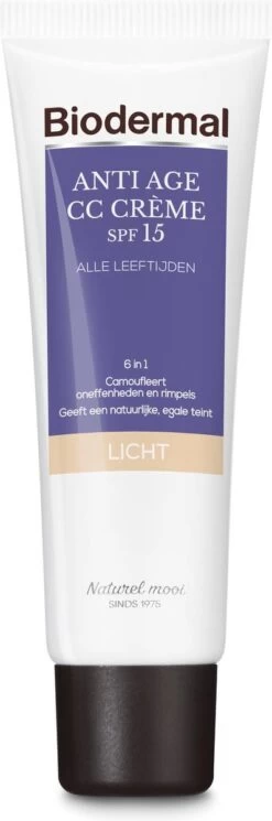 Biodermal Anti Age CC - Camouflerende Crème Met SPF15 - Lichte Huid - 50ml