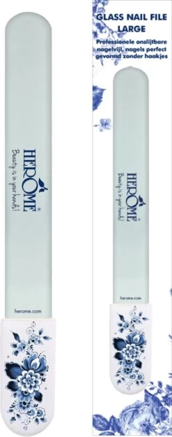 Herome Glazen Nagelvijl Glasvijl Delfts Blauw - Limited Edition - Onslijtbare Nagelvijl - Voorkomt Splijten En Haakjes