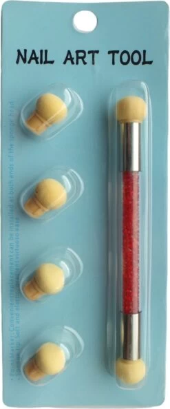 Sponsjes Stempel Pen Voor Gellak Of Nagellak Manicure | Brush Nail Art | Rood | Sparkolia