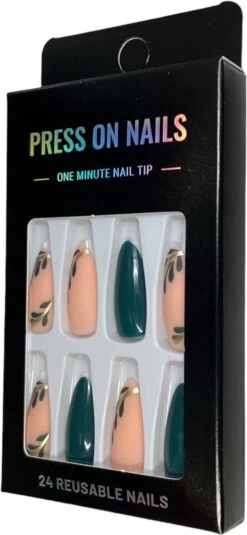 Merkloos Press On Nails - Nep Nagels - Roze Groen - Almond - Manicure - Plak Nagels - Kunstnagels Nailart - Zelfklevend -Mooi Leven 554x1200 7