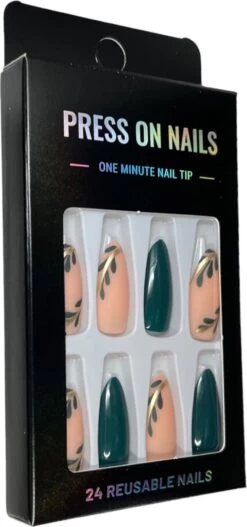 Merkloos Press On Nails - Nep Nagels - Roze Groen - Almond - Manicure - Plak Nagels - Kunstnagels Nailart - Zelfklevend -Mooi Leven 562x1200 4