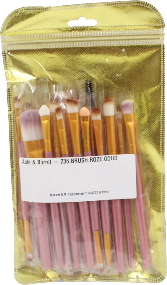 Merkloos Makeup Kwastenset - Makeup Set - 20delig - Roze - Goud - Able & Borret 5 Merkloos Makeup Kwastenset - Makeup Set - 20delig - Roze - Goud - Able & Borret - Afbeelding 3