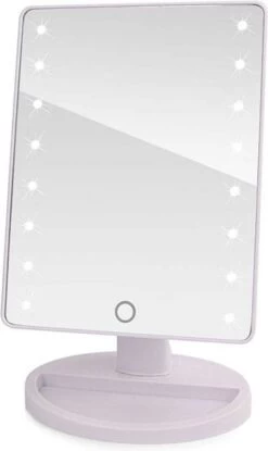 Verlichte Make-up Spiegel 180° Draaibaar 16 Ingebouwde LED Lampjes - Wit -Mooi Leven 714x1200 1