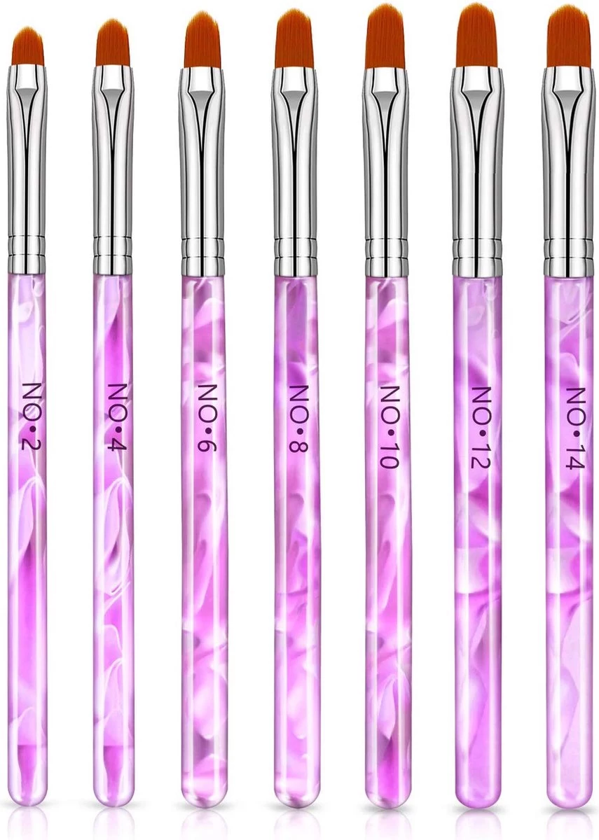 Merkloos 7 Roze Penselen Voor Gel/ Polygel En Glitter - Nagel Kwasten - Nail Brush 3 Merkloos 7 Roze Penselen Voor Gel/ Polygel En Glitter - Nagel Kwasten - Nail Brush