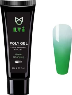 Elvi Polygel Starterskit -Complete Set Inc. USB UV/Led Mini Lamp-6x15g Polygel Kleuren Blauw - Nagelverlenging Polyacryl UV Nagellak-Quick Extension Temperature Color Changing Gel Blue Green -Mooi Leven 905x1200 6