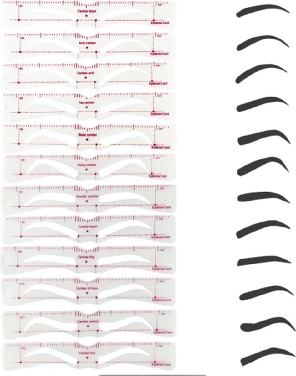 DW4Trading Wenkbrauw Sjabloon - Luxe Uitvoering - 12 Stuks 8 DW4Trading Wenkbrauw Sjabloon - Luxe Uitvoering - 12 Stuks - Afbeelding 6