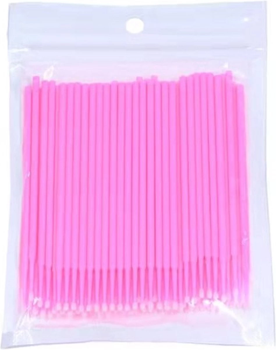 Wegwerp Microbrushes - Wimpers Uitbreiding - Individuele Lash Verwijderen - Wattenstaafje - Micro Borstel Voor Wimper Extensions Tool- Microbrush - 100stuks Roze 3 Wegwerp Microbrushes - Wimpers Uitbreiding - Individuele Lash Verwijderen - Wattenstaafje - Micro Borstel Voor Wimper Extensions Tool- Microbrush - 100stuks Roze