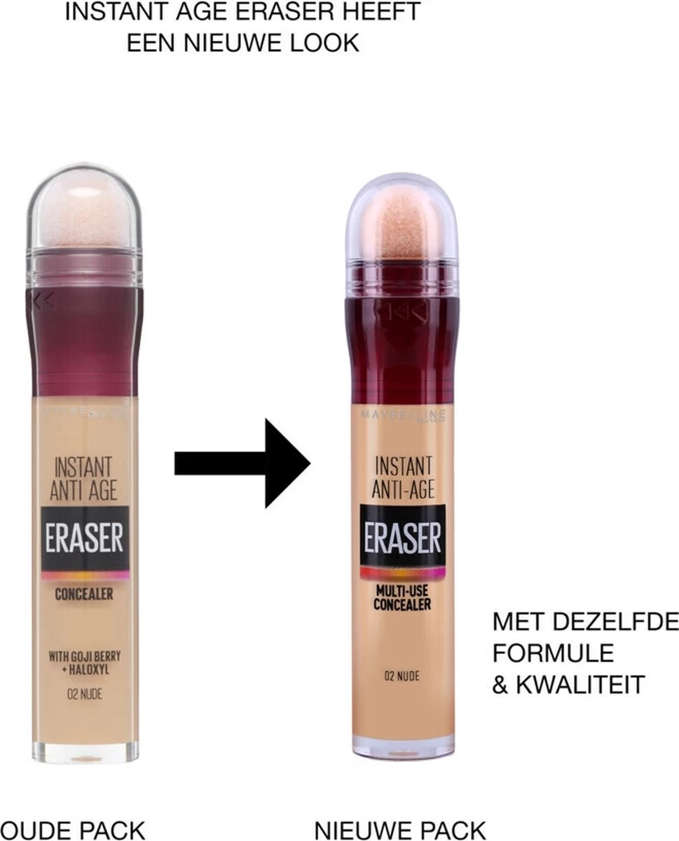 Maybelline Eraser Eye Concealer - Nude - 3 Stuks Voordeelverpakking 4 Maybelline Eraser Eye Concealer - Nude - 3 Stuks Voordeelverpakking - Afbeelding 2