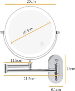 360° Draaibaar LED Scheerspiegel Met 5X Vergroting - 3 Lichtstanden - Dimstanden - Badkamerspiegel Met Natuurlijk Licht - Make-up Spiegel - Draadloos - Werkt Op Batterijen -Mooi Leven 990x1200 2